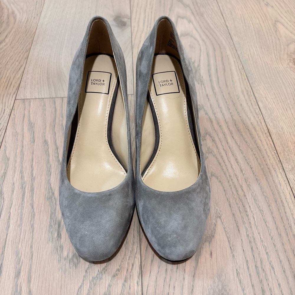 Lord & Taylor Opal Grey Suede Heels
